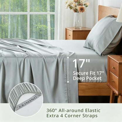 Bamboo Viscose Sheet Set Twin Size, Cooling Sheets Bed Set 3pcs