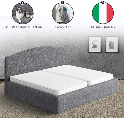 PAULATO BY GA.I.CO. Stretch Headboard and Frame Slipcover – Soft Bi-Elastic 1-Piece Bedframe Cover – Furniture Protector Machine Washable – Dark Grey (King 75"-83" Wide)