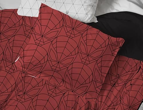Marvel Spiderman Twin Comforter Set 5 Piece Bedding for Boys, Red