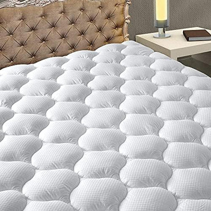 MATBEBY California King Mattress Pad - Cooling Breathable Mattress Topper, Quilted Fitted Mattress Protector, Pillow Top Mattress Cover with 8-21" Deep Pocket, Soft, Machine Washable, White, Cal King