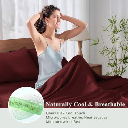 Bamboo Viscose Sheet Set Full Size, Cooling Sheets Bed Set 4pcs