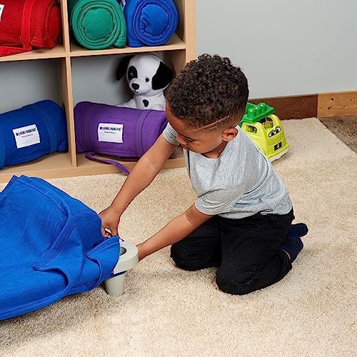 ROLLEE POLLEE Nap Sac Roll Up Napping Blanket with Attached Pillow for Preschool/Daycare, Super Soft with Elastic Straps, Fits Most Mats and Cots