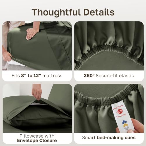 Soft Natural 100% Cotton Sateen Dorm Sheets Twin XL Set, 3 Pc Set