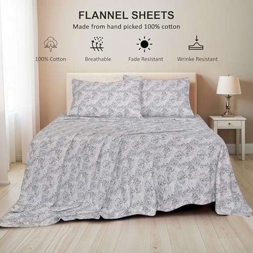 RUVANTI Flannel Sheets Queen Size, Pacific