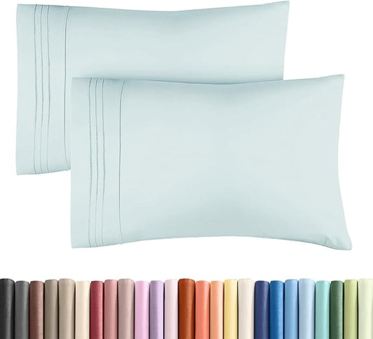 King Standard Pillow Cases Set of 2 - Ultra-Soft Hotel Quality Pillowcase Covers - Comfy, Cozy & Fade Free - Wrinkle Resistant - Machine Washable Pillow Protectors - 2 Piece Set - Sky Blue