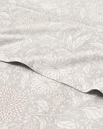 Twin 3 Piece Floral Sheet Set - Soft, Breathable & Cooling - Beige Floral