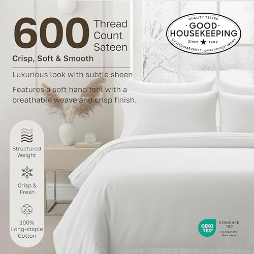 California Design Den Luxury 600 Thread Count Cotton Bed Sheets Queen Set