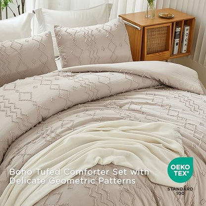 Andency Queen Comforter Set Khaki, 3 Pcs Bedding