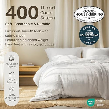 California Design Den Pack of 6 100% Cotton Sateen Twin Sheets Set, White