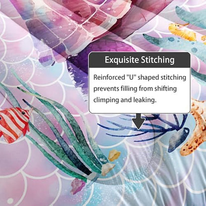 Axolotl Turtle Bedding Set King for Kids Boys,Colorful Underwater World Comforter Set for Girls Teens,Ocean Sealife Comforter with Jellyfish,Colorful Fish Scales Print Bedding,1 Quilt 2 Pillowcases