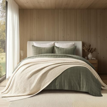 EVERGRACEHOME Chunky Chenille Knit Throw Blanket, 108x92, Beige