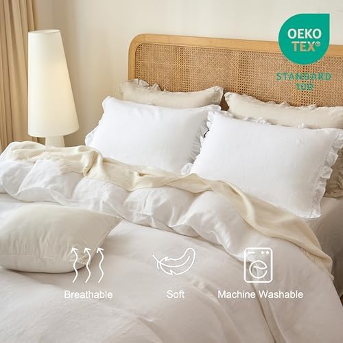 Talasily 100% French Linen King Duvet Cover Set, Organic Linen