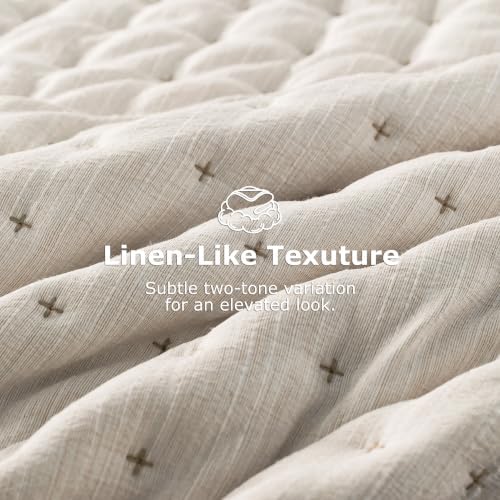 WDCOZY Cloud Soft Quilt Set, Oversized King, Heather Beige, 116x106 inches