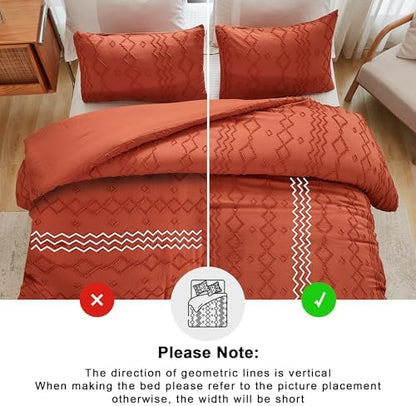 Andency King Size Comforter Set Burnt Orange, 3 Pieces Bedding