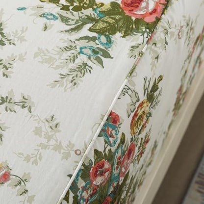 FADFAY Vintage Rose Floral Bed Sheet Set King Size Premium 100% Cotton Shabby Floral Chic Off White Farmhouse Bedding Deep Pocket Fitted Sheet 4-Pieces- 1Flat Sheet, 1 Fitted Sheet, 2 Pillowcases