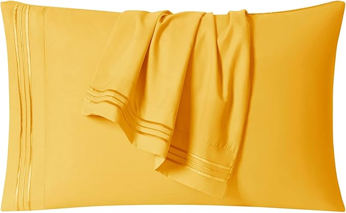Clara Clark Bed Sheets, Premier 1800 Series 4 Piece Bed Sheet Set, Deep Pocket, Wrinkle, Fade, Stain Resistant, Luxury Soft Bedding Sheets & Pillowcases, Full, Yellow