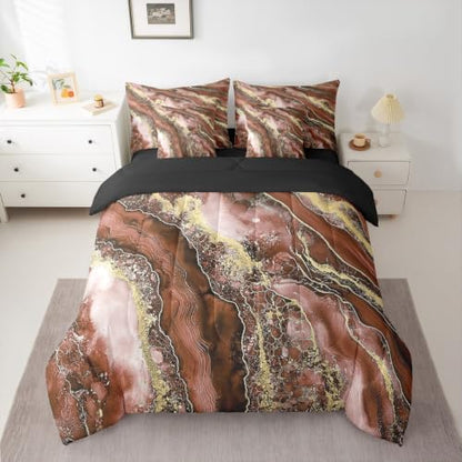 Erosebridal Marble Comforter Set Full Size,Watercolor Tie Dye Bedding Set for Kids Teens,Fluid Ink Art (Comforter+Fitted+Flat Sheet+2 Pillowcases+2 Throw Pillow Covers) 7 Pieces Bed Set