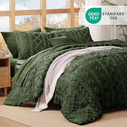 Queen Size Comforter Set- 7 Pieces Tufted Bed in a Bag Queen Bedding Sets