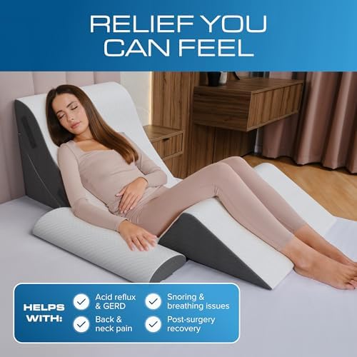 Kolbs 4pcs Orthopedic Bed Wedge Pillow Set | Stylish Chic Plush Velvet Cover | Post Surgery Body Pillow, Wedge Pillows for Sleeping | Acid Reflux and Gerd Wedge Pillow for Sleeping