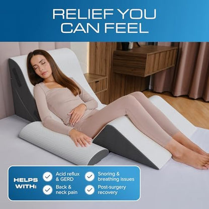 Kolbs 4pcs Orthopedic Bed Wedge Pillow Set | Stylish Chic Plush Velvet Cover | Post Surgery Body Pillow, Wedge Pillows for Sleeping | Acid Reflux and Gerd Wedge Pillow for Sleeping