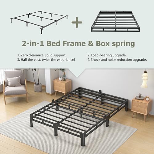 NKZ 2-in-1 King Size Metal Platform Bed Frame, 10 Inch Heavy Duty Bed Base