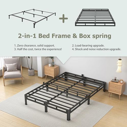 NKZ 2-in-1 King Size Metal Platform Bed Frame, 10 Inch Heavy Duty Bed Base