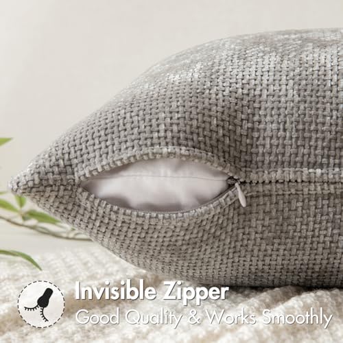 MIULEE Decorative Lumbar Throw Pillow Covers 12x20 Inch Light Gray 2 Pack