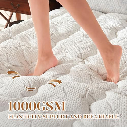 PRIMESOFT Queen Size Mattress Topper, Thick Pillow Top Mattress Pad，Up to 21 Inch Deep Pocket,Soft Breathable Mattress Pad for Back Pain, Waterproof Protector Cover(White)