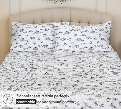 RUVANTI Flannel Sheets Set Queen Size,Hilly Huts