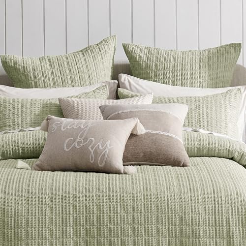Levtex Home Cloud Waffle - Quilted Euro Sham Set of 2 - Waffle Weave - Desert Sage - (26x26in.), No Insert - Reversible - Cotton