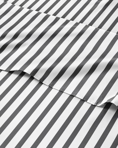 Twin XL 3 Piece Striped Sheet Set - Breathable & Cooling - Railroad Stripe