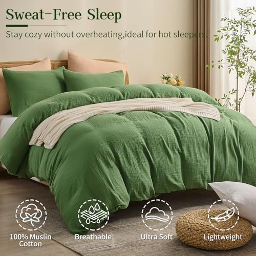 MEISHANG Muslin Duvet Cover Queen Size - 100% Organic Cotton