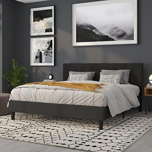 Flash Furniture Bedford Tufted Upholstered King Size Headboard in Black Fabric