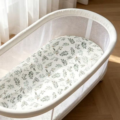 Organic Baby Bassinet Sheets Soft 33”x17” 2 Pack Fitted Mattress Pad Cover