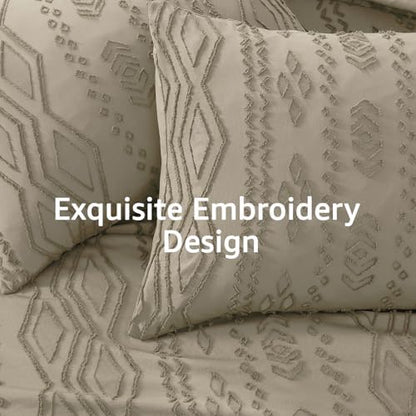 King Size Comforter Set- 7 Pieces Tufted Bed in a Bag King Bedding Sets