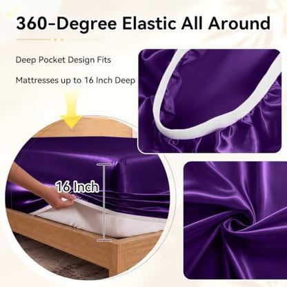 RUDONG M Split Top King Fitted Sheet Only for Adjustable Beds, Purple