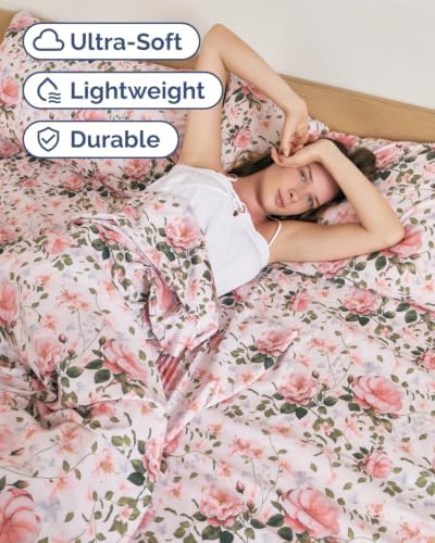 Twin XL 3 Piece Floral Sheet Set - Breathable & Cooling - Secret Garden