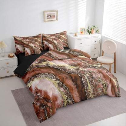 Erosebridal Marble Comforter Set Full Size,Watercolor Tie Dye Bedding Set for Kids Teens,Fluid Ink Art (Comforter+Fitted+Flat Sheet+2 Pillowcases+2 Throw Pillow Covers) 7 Pieces Bed Set