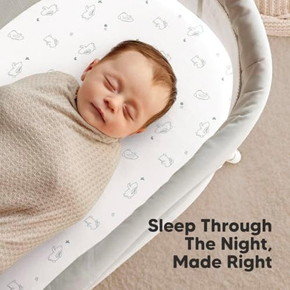 2pk Organic Baby Bassinet Sheets Boys, Girls, Fitted Sheet (Bunnies)