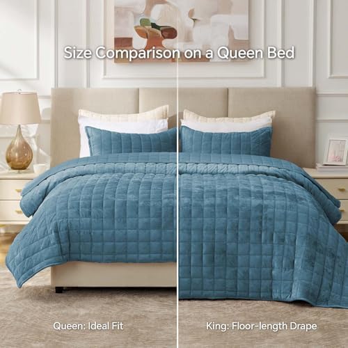 BEDELITE Velvet Quilt Set Queen Size, Luxury Velvet Comforter Bedding