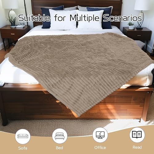 ReyyNio Electric Heated Blanket Queen Size 84"x90", Dual Controllers, Camel