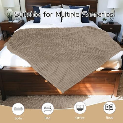 ReyyNio Electric Heated Blanket Queen Size 84"x90", Dual Controllers, Camel
