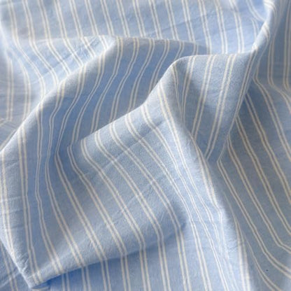 Mucalis Blue Striped Duvet Cover Set King Pinstripe Duvet Cover 100% Washed Cotton White Stripes Patterned 3 Piece Vintage Striped Bedding Set with Zipper Closure Corner Ties,Soft Breathable