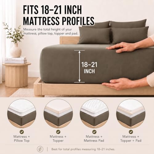 CozyLux Queen Sheet Set 6-Piece, 21-Inch Deep Pocket, Soft Brushed Feel
