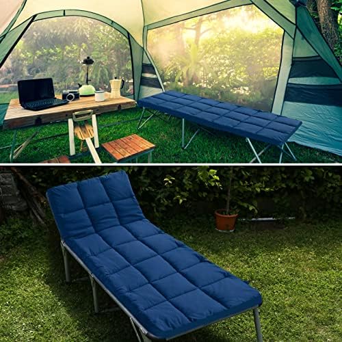 Cot Mattress Topper (Improved Thickness), Foam Quilted Pads for Camping, Soft Comfortable Sleeping Cot Mattress Pad Only, Camping Pad 75"x30" for Camp Cot/Rv Bunk/Narrow Twin Beds, Navy