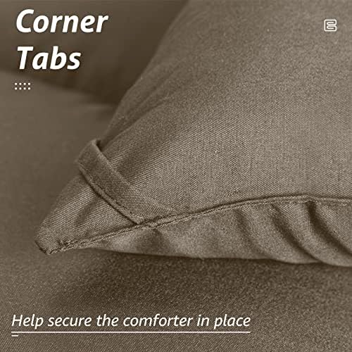 HYLEORY All Season California King Size Bed Comforter - Cooling Down Alternative Quilted Duvet Insert with Corner Tabs - Winter Warm - Machine Washable - Taupe,Cal King(96*104)