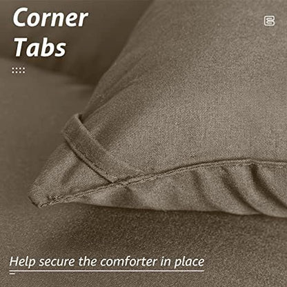HYLEORY All Season King Size Bed Comforter - Cooling Down Alternative Quilted Duvet Insert with Corner Tabs - Winter Warm - Machine Washable - Taupe