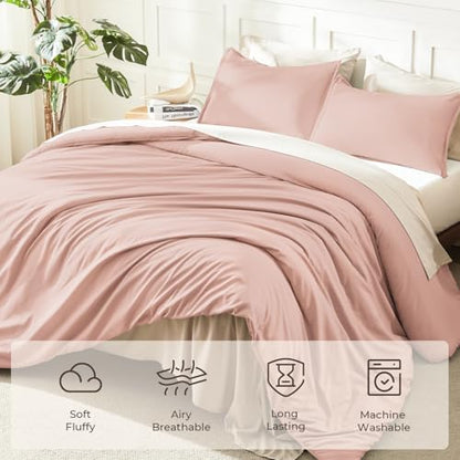 Litanika Blush Pink Oversized King Comforter Set, 3 Pcs Lightweight Bedding