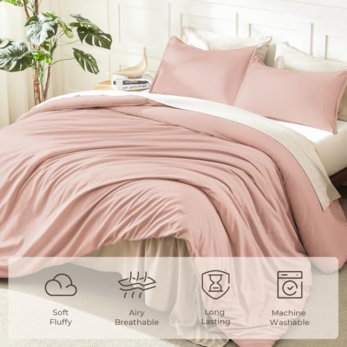 Litanika Blush Pink Super King Plus Comforter Set, 3 Pcs Solid Bedding Set