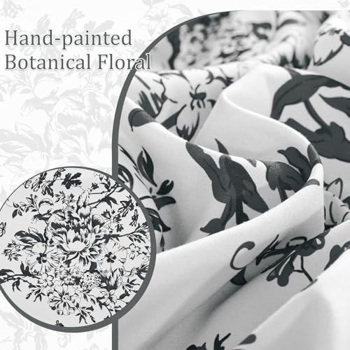 8 Pieces Floral Comforter Set King Size Black Gray Bed in a Bag Bedding